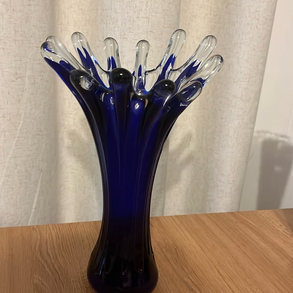 VTG Cobalt Blue Splash Vase